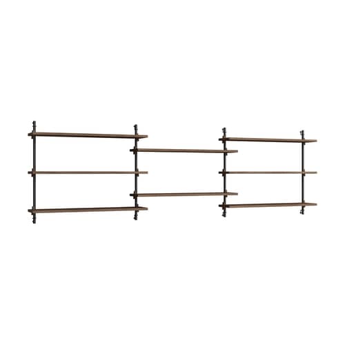 Scaffale Wall Shelving – ws.65.3 legno marrone / L 239 x H 65 x P 17,5 cm - MOEBE - Rovere affumicato / Nero - Acciaio, MDF impiallacciato rovere