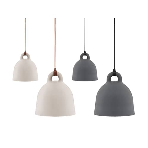 Suspension Bell métal beige / Small Ø 35 cm - Normann Copenhagen - Sable mat & Int. Blanc - Aluminium