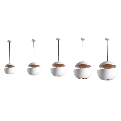 Suspension Here Comes The Sun métal blanc / Ø 25 cm - Réédition 1970 - DCW éditions - Blanc / intérieur cuivre - Aluminium, Textile