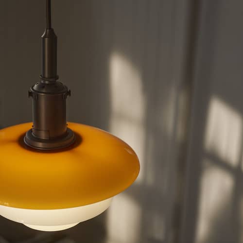 Suspension PH 3/3 /  Réédition 1926 - Édition limitée centenaire - Louis Poulsen - Ambre/ laiton bruni - Laiton bruni, Verre soufflé bouche