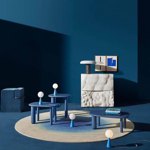 Tavolino Tottori legno blu / 4 gambe - 64 x 44 x H 40 cm - Driade - Blu - Legno massiccio laccato, MDF laccato