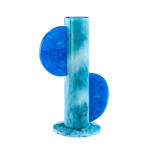 Vase Mustique Cylinder bleu / Acrylique - Jonathan Adler - Cylinder / Turquoise & bleu - Acrylique