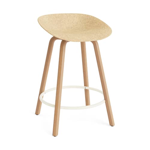 Barhocker Mat faser beige / H 65 cm - Hanf / Füße Buchenfurnier - Normann Copenhagen - Hanf (hell) / Füße Buchenfurnier - FSC-zertifizierte Buche, Hanf, thermolackierter Stahl
