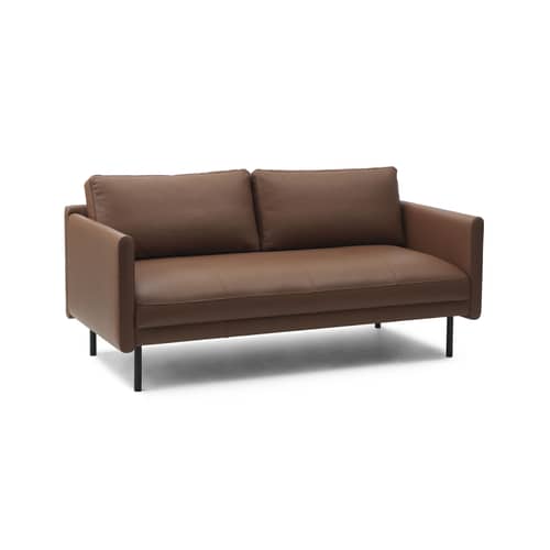 Canapé droit Rar cuir marron / 2 places - L 168,5 cm - Normann Copenhagen - Cuir Cognac - Acier, Bois, Cuir, Mousse PU