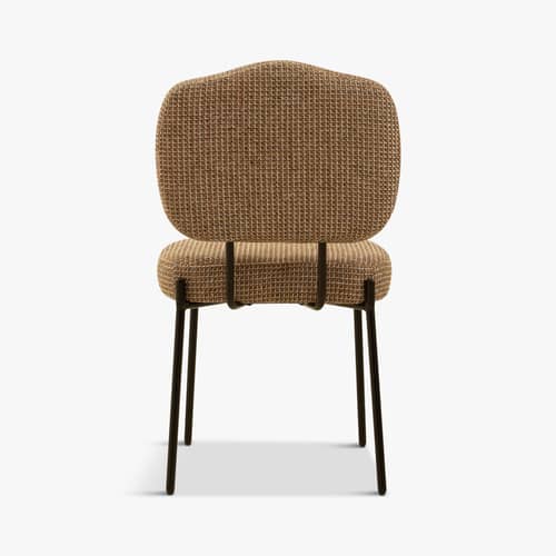 Chaise rembourrée Mogan tissu jaune - NV GALLERY - Tweed jaune / Métal noir - Fer, Mousse haute densité, Tissu