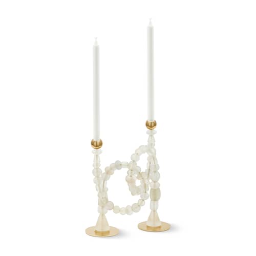 Chandelier Perles verre blanc - POLSPOTTEN - Blanc - Acier inoxydable, Verre recyclé