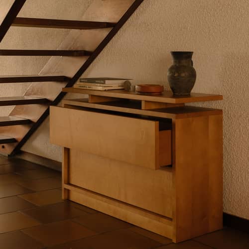 Comò Ratio legno naturale / L 100 x P 35 x H 70 - Frama  - Betulla marrone caldo - Betulla massiccia, Compensato di betulla, MDF
