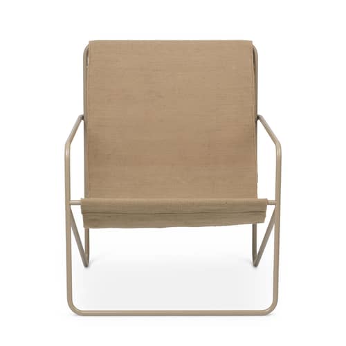 Fauteuil Desert / Structure beige - Bouteilles plastique recyclées - Ferm Living - Métal beige / Toile Unie Taupe - Acier thermolaqué, Tissu recyclé
