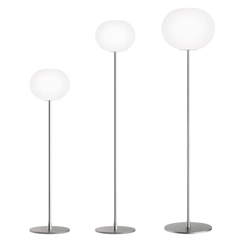 Lampe de table Glo-Ball T1 verre blanc / H 60 cm - Soufflé bouche - Flos - Gris métallisé - Acier, Verre soufflé bouche