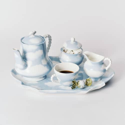 Milchtopf Rêves de Rêves keramik blau - Serax - Himmelblau & Weiß - emailliertes Porzellan
