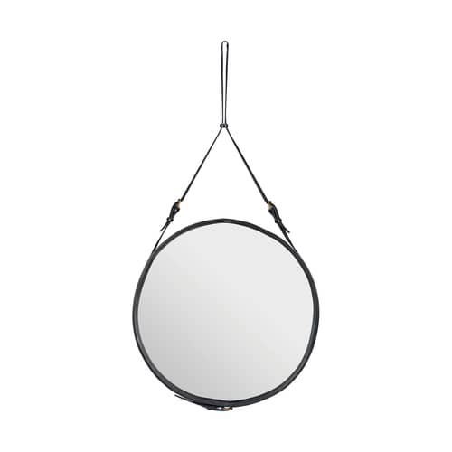 Miroir mural Adnet / Ø 70 cm - Réédition 50\' - Gubi - Noir - Cuir