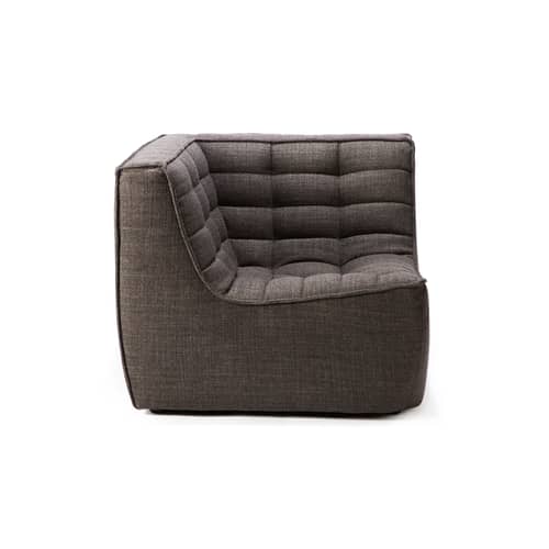 Chauffeuse d\'angle N701 / Module d\'angle carré 90° - Ethnicraft - Gris foncé - Bois, Mousse, Tissu