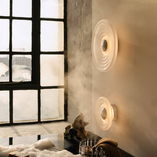 Outdoor-Wandleuchte Press Large Surface glas weiß / LED - Ø 35 cm - Tom Dixon - Vereist - Pressglas, Stahl