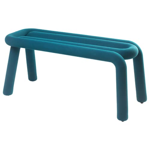 Panca imbottita Bold tessuto blu / Tessuto - L 100 cm - Moustache - anatra blu - Acciaio, Espanso, Tessuto