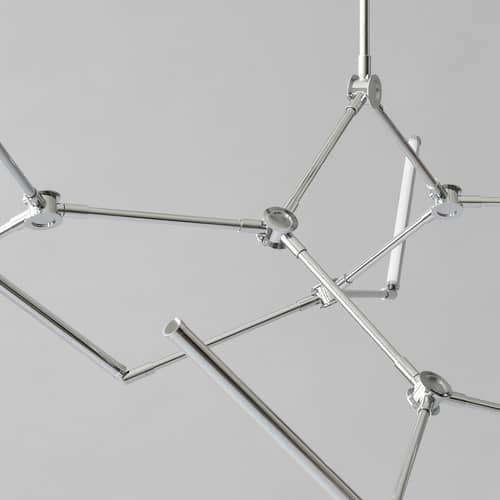 Stick LED Pendant metal natural wood silver / Articulated - 196 x 150 cm - 101 COPENHAGEN - Chromed - Acrylic, Chromed aluminium