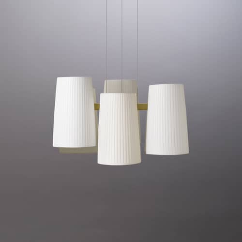 Pendelleuchte Fiesta LED textil weiß / 6 MÖBELZUBEHÖR-Lampenschirme - Ø 77 cm - Dix Heures Dix - 6 MÖBELZUBEHÖR - plissiertes Gewebe