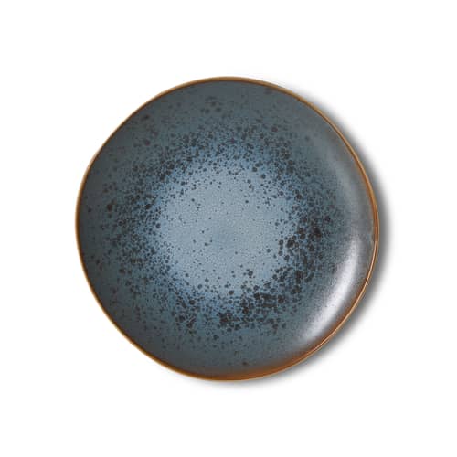 Piatto da dessert 70s ceramics ceramica blu / Set di 2 - Ø 17,5 cm - HK LIVING - Mineral - Gres smaltato