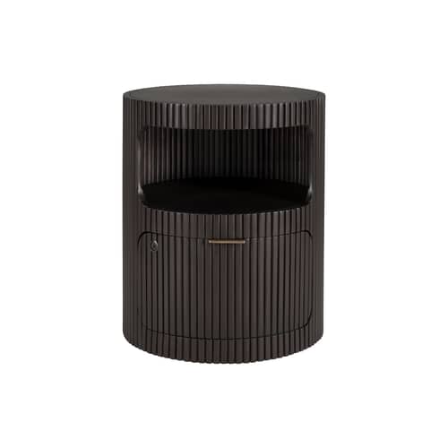 Rollcontainer Boomerang holz braun / Ø 45 x H 55 cm / Handgeschnitzt - Ethnicraft - Mahagoni dunkelbraun - Massives Mahagoni gebeizt