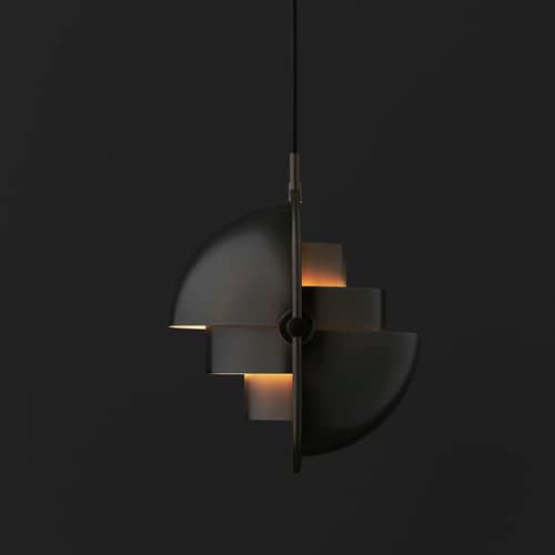 Suspension Multi-Lite Small / Ø 25 cm - Modulable & orientable / Réédition 1972 - Gubi - Laiton noir / Cercle laiton noir - Métal