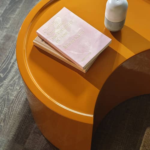 Table basse Low Bol orange / Ø 60 x H 28 cm - Zanotta - Ø 60 x H 28 cm / Caramel - Polyuréthane laqué