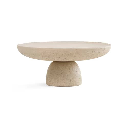 Table basse Olo pierre blanc beige / Ø 70 x H 33 cm - Béton ciré / Seconde vie - Mogg - Ivoire (béton ciré) - Béton ciré