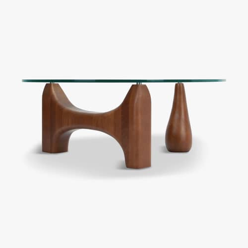 Table basse Orwell verre bois naturel / 75 x 99 cm - NV GALLERY - Transparent / Frêne - Frêne massif, Verre trempé