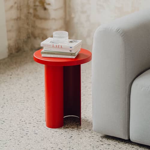 Table d\'appoint Sato métal rouge / Ø 35 x H 42,5 cm - NOO.MA - Rouge tomate - Acier