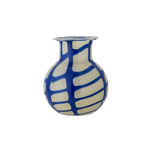 Vase Kiran glas blau / Ø 16 x H 19 cm - Bloomingville - Blau & Grün - mundgeblasenes Glas