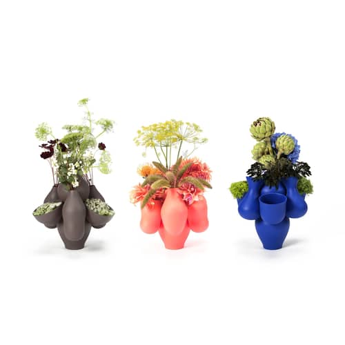 Vase Qucha keramik blau / Ø 40 cm x H 40 cm - Keramik, handgefertigt - Moustache - Pacha / blau - emaillierte Keramik