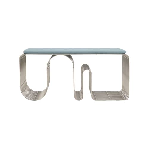 Accessoire / Coussin pour banc Curva - 95,5 x 32 cm - AYTM - Bleu bouclé - Mousse polyuréthane, Tissu bouclé