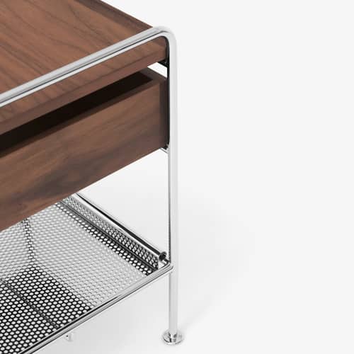 Alima NDS3 Bedside table wood brown / Drawer - &tradition - Walnut - Chromed steel, Solid walnut, Walnut veneer