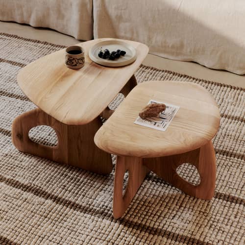 Beistelltisch Oar Small holz natur / 55 x 40,2 x H 35.5 cm - Ferm Living - Small / Eiche - Geölte Massiveiche
