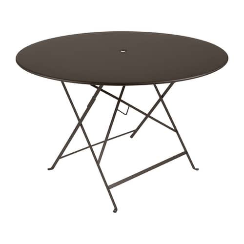 Tavolo pieghevole Bistro metallo marrone / Ø 117 cm - 6/8 persone - Foro per ombrellone - Fermob - Tonka - Acciaio laccato