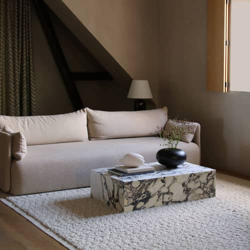 Canapé droit Offset tissu gris / 3 places - L 228 cm - Audo Copenhagen - Audo Bouclé 16 / Gris - Mousse HR, Pin, Ressorts acier, Tissu Audo Bouclé