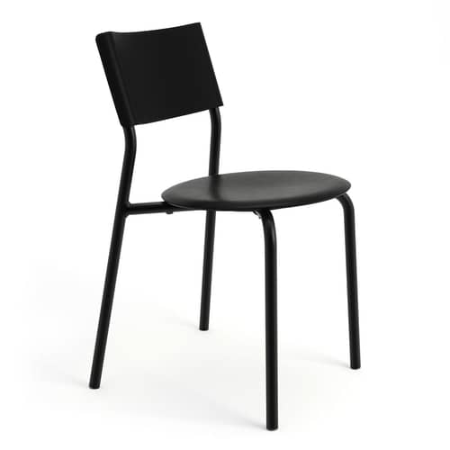 Chaise empilable SSDr plastique noir / Plastique recyclé - TIPTOE - Noir Graphite - Acier thermolaqué, Polypropylène recyclé