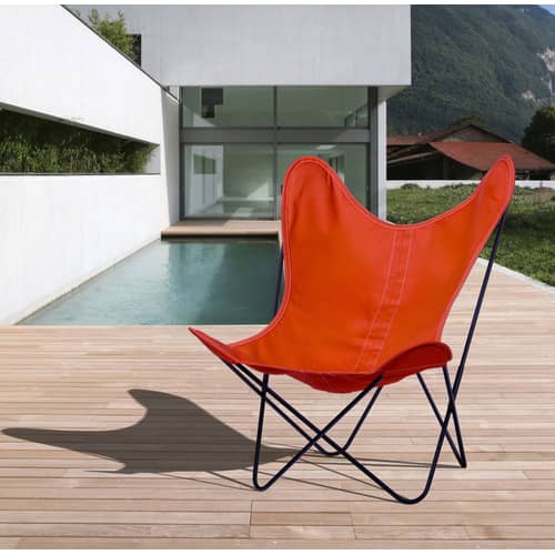 Fauteuil AA Butterfly cuir marron / Réédition 1938 - AA-New Design - Naturel / Structure chroméé - Acier chromé, Cuir