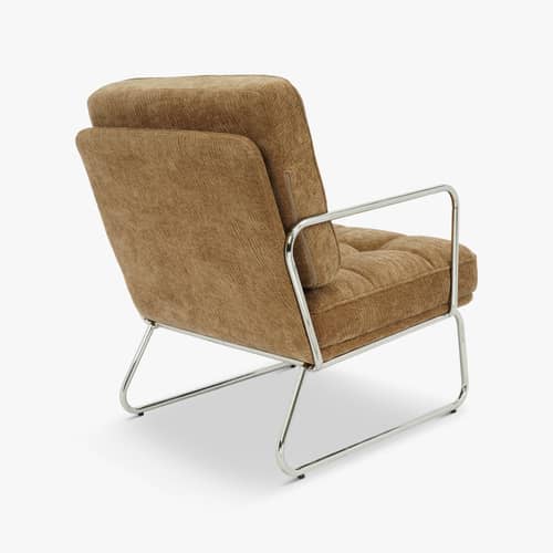 Gepolsterter Sessel Aurore textil braun - NV GALLERY - Camel - Gewebe, High Density-Schaum, Verchromtes Eisen