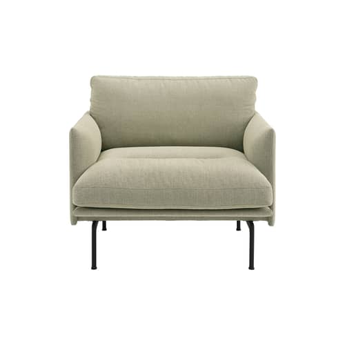 Gepolsterter Sessel Outline Soft textil beige - Muuto - Beige (Gewebe „Guest 250“) / Schwarze Füße - FSC-zertifiziertes Holz, Gewebe, PU-Schaum