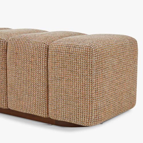 Gepolsterte Bank Jollin textil gelb / L 101 cm - NV GALLERY - Gelb / Nussbaum - Gebeizte Massiveiche, Schaumstoff, Tissu Tweed