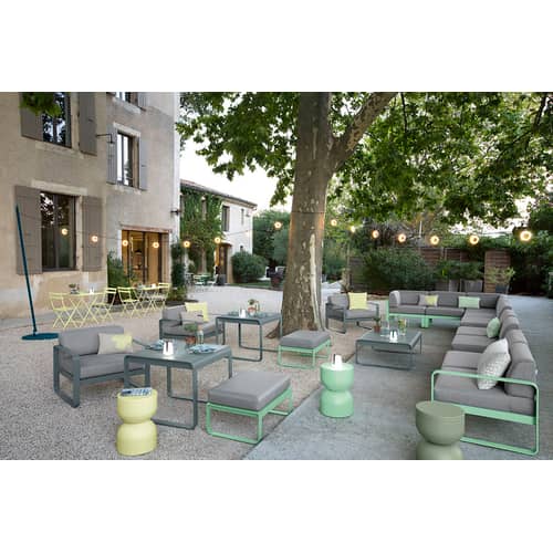 Lot de 3 lampes extérieurs sans fil rechargeables Balad métal bleu / H 13,5 cm - Fermob - Bleu Acapulco - Aluminium, Polyéthylène