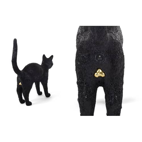 Lampe sans fil rechargeable Jobby the Cat plastique noir / L 46 x H 52 cm - Seletti - Noir - Résine