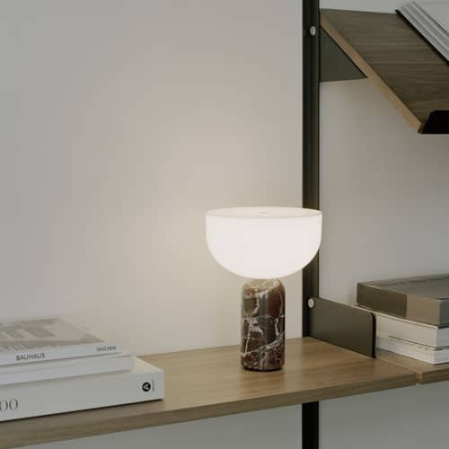 Lampe sans fil rechargeable Kizu LED marbre rouge / Base marbre - H 24 cm - NEW WORKS - Marbre rouge - Acrylique, Marbre
