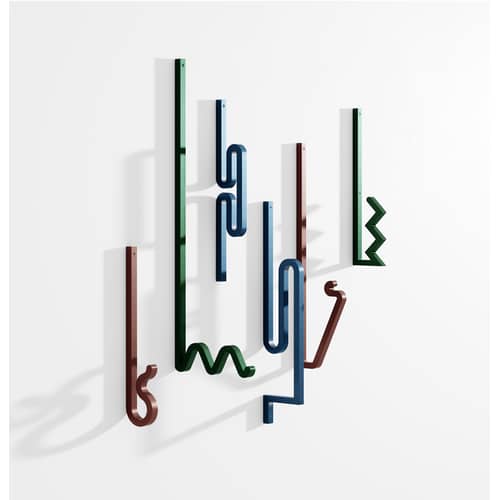 Patère Zag métal bleu / Set de 2 - La Chance - Bleu - Acier peint