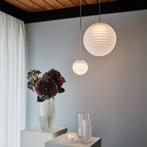 Pendelleuchte Press Medium Sphere glas weiß / LED - Ø 30 cm - Tom Dixon - Vereist - Pressglas