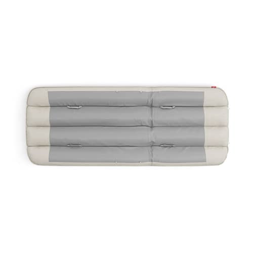 Sunbun Reclining deckchair textile grey / Mattresses included - Fatboy - Green Structure / Mist Cushion - Cloth, Foam, Olefin fabric, Thermolacquered aluminium