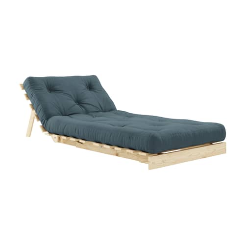 Dormiente Roots legno blu / Dormiente e letto occasionale - 3 posizioni / Struttura in Pino Chiaro - KARUP DESIGN - Blu petrolio 757 / Pino chiaro - Espanso, Fibre riciclate miste, Pino massello certificato FSC, Tessuto