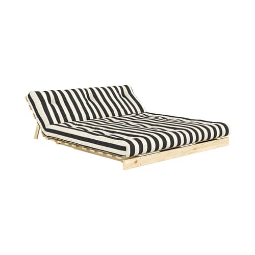 Canapé convertible Roots tissu noir / L 160 cm - 3 positions / Structure pin clair - KARUP - Rayé noir / Blanc (420) - Mousse, Pin massif certifié FSC, Tissu