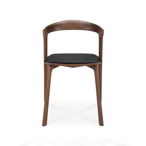 Sedia Bok Indoor legno marrone / Sedile in Pelle - Ethnicraft - Teak Marrone / Pelle Nera - Pelle, Schiuma di poliuretano, Teak massello