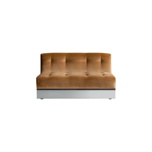 Sofa Stanley textil gelb / 2-Sitzer - L 130 cm - RED Edition - Honig - geschäumtes Polyurhethan, Palisander, rostfreier Stahl, Velours