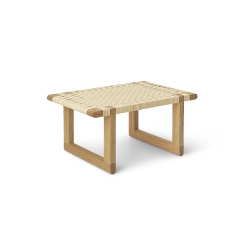 Sitzbank Table Bench faser holz natur / Couchtisch - 69 x 46 cm / Børge Mogensen, 1958 - CARL HANSEN & SON - 69 x 46 cm / Eiche & Rattan natur - Geölte Massiveiche, Rattan, natur